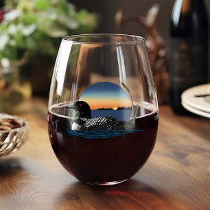 Verre À Vin Sans Pied Bleu couché de soleil