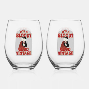 Verre À Vin Sans Pied Bloody Bon Vintage Amusement Halloween Vampire