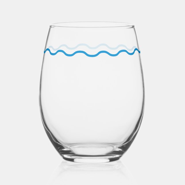 Verre À Vin Sans Pied Blue Wavy Retro (Recto)