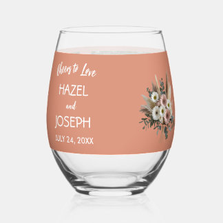 Verre À Vin Sans Pied Boho Floral encourage à aimer Mariage personnalisé