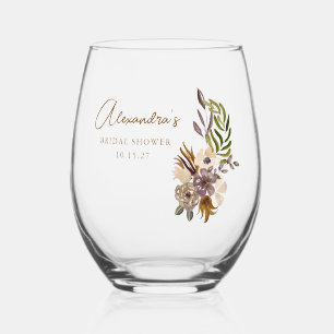 Verre À Vin Sans Pied Boho Rustic Nature Botanique Fête des mariées pers
