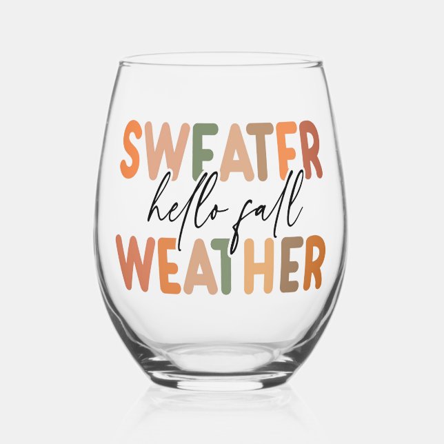 Verre À Vin Sans Pied Bonjour automne | Météo du sucre (Recto)