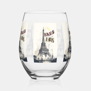 Verre À Vin Sans Pied Bonjour Skyline Marathon Paris