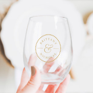 Verre À Vin Sans Pied Bordure de point d'ancrage classique Mariage perso