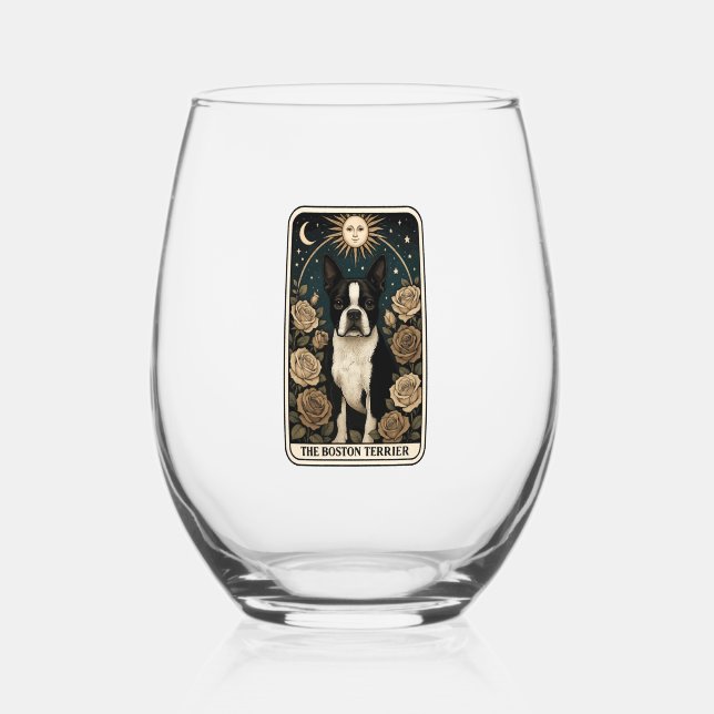 Verre À Vin Sans Pied Boston Terrier (Recto)