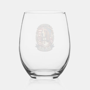 Verre À Vin Sans Pied Bouclier de drapeau américain de chien de loyauté