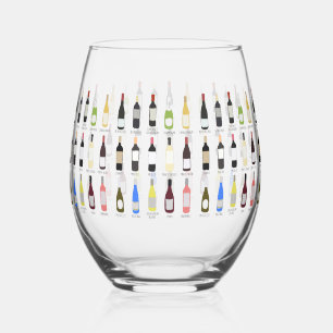 Verre À Vin Sans Pied Bouteilles Amateurs De Vins Avec Des Noms Illustré