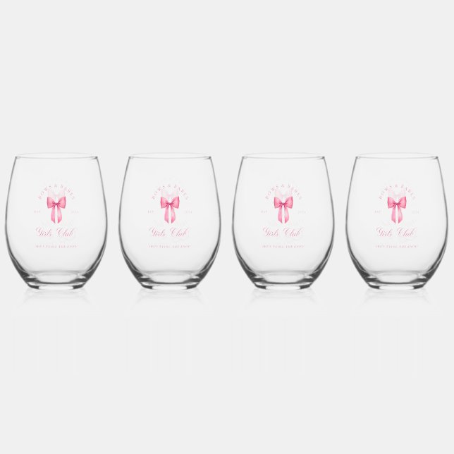 Verre À Vin Sans Pied Bows and Babes Girls Club Bachelorette (Dos)