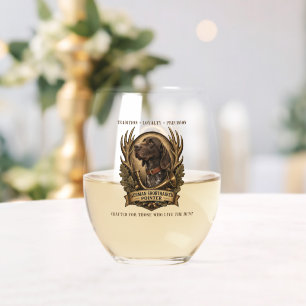 Verre À Vin Sans Pied Braque Allemand à Poil Court, Cor de Chasse Art