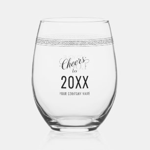 Verre À Vin Sans Pied Bravo pour le Nouvel An Business Logo Grec Meander