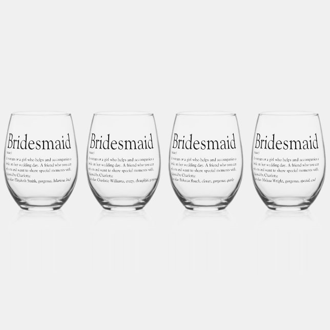 Verre À Vin Sans Pied Bridesmaid Définition personnalisée Favoriser (Recto)