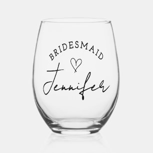 Verre À Vin Sans Pied Bridesmaid Personnalisé Nom Personnalisé Mariage