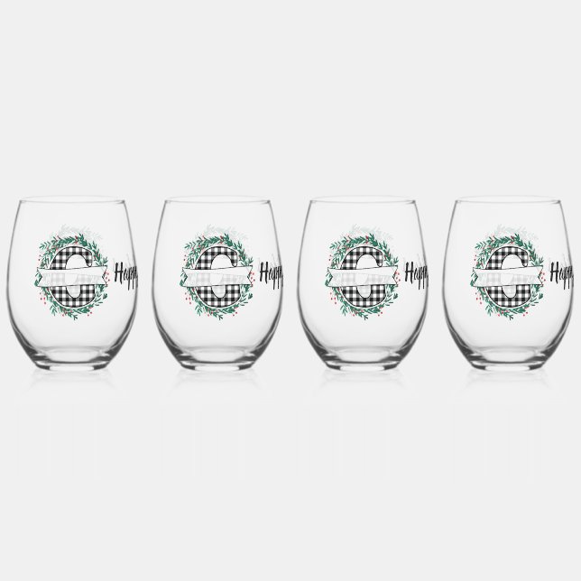 Verre À Vin Sans Pied Buffle noir et blanc personnalisé (G) (Recto)
