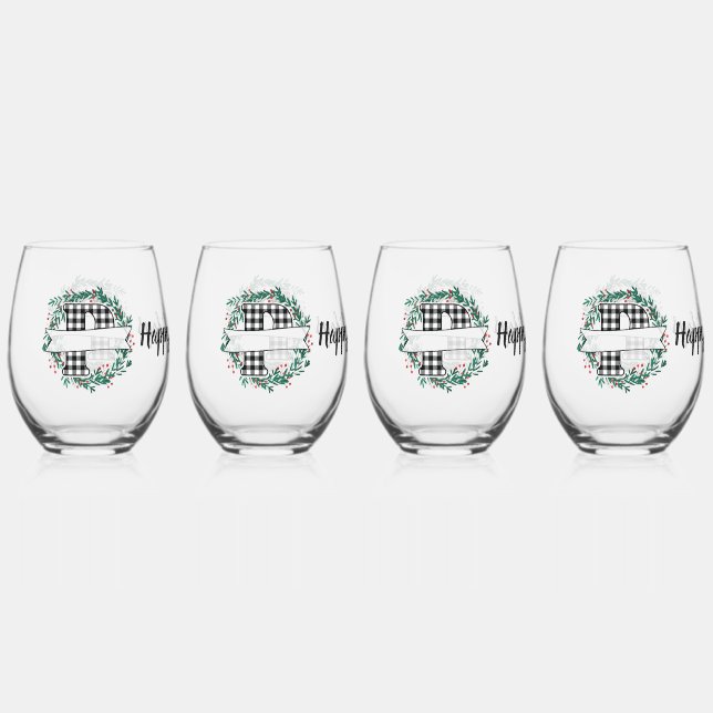 Verre À Vin Sans Pied Buffle noir et blanc personnalisé (P) (Recto)