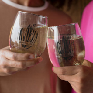 Verre À Vin Sans Pied Cactus Élégant   Monogramme de mariage