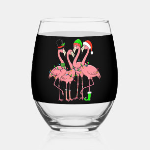 Verre À Vin Sans Pied Cadeau drôle de Noël de flamant rose pour amateur