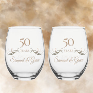 Verre À Vin Sans Pied Cadeau personnalisé 50e anniversaire Keepsaké pers