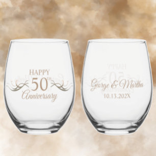 Verre À Vin Sans Pied Cadeau personnalisé 50e anniversaire Keepsaké pers