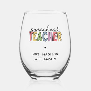 Verre À Vin Sans Pied Cadeaux personnalisés de l'enseignant préscolaire