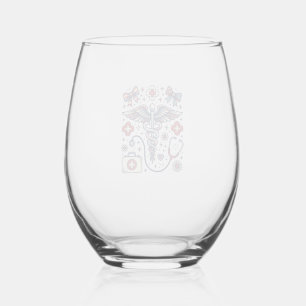 Verre À Vin Sans Pied Caducée Médical Vintage Nurse Patriotique Vecteur