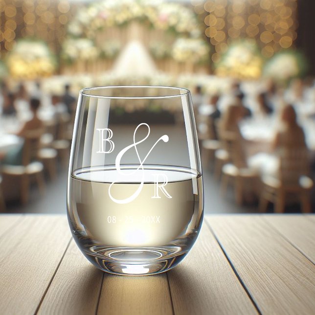 Verre À Vin Sans Pied Calligraphie blanche personnalisée Nom des deux in (Créateur téléchargé)
