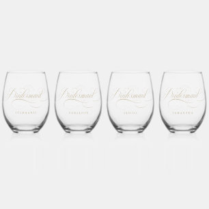 Verre À Vin Sans Pied Calligraphie moderne mariage intemporel