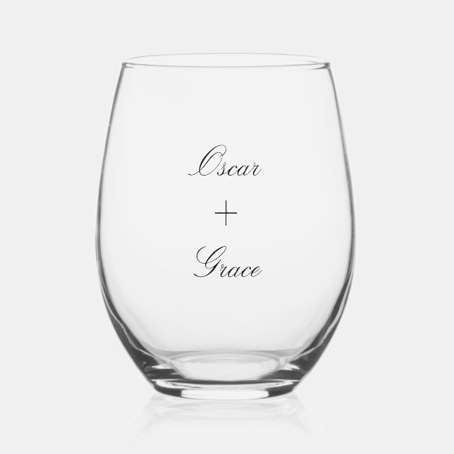 Verre À Vin Sans Pied Calligraphie simple Mariage moderne Nom personnali (Recto)