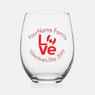 Verre À Vin Sans Pied Canada COEUR Drapeau Rouge Personnalisé