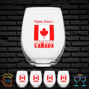 Verre À Vin Sans Pied Canada et personnalisation du rouge du drapeau can