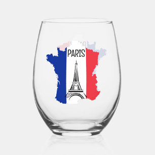 Verre À Vin Sans Pied Carte de France Conception de la Tour Eiffel