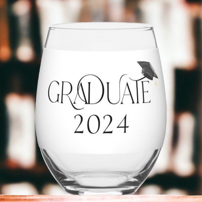 Verre À Vin Sans Pied Casquette diplômé Classe personnalisée de 2024 Gra (Créateur téléchargé)