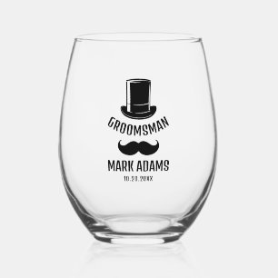 Verre À Vin Sans Pied Casquette noir Moustache Messieurs Vintages Grooms