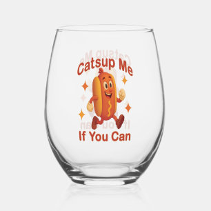 Verre À Vin Sans Pied Catsume-moi si tu peux drôle Hot Dog - Ketchup Pun