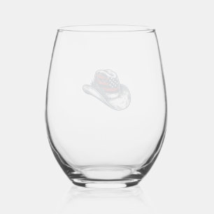 Verre À Vin Sans Pied Chapeau de cowboy patriotique vintage Fleur Concep