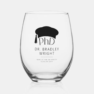 Verre À Vin Sans Pied Chapeau de doctorat personnalisé pour la cérémonie