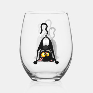 Verre À Vin Sans Pied Chat à l'envers Personnage de dessin animé drôle