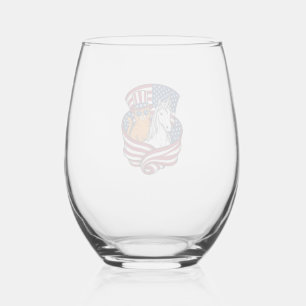 Verre À Vin Sans Pied Chat patriotique et licorne vintage vector design_
