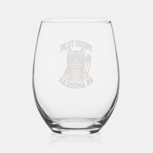 Verre À Vin Sans Pied Chat patriotique fier d'être américain vecteur vin