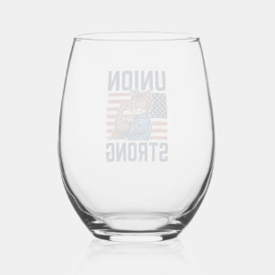 Verre À Vin Sans Pied Chat syndicaliste ouvrier patriotique vintage T-sh