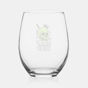 Verre À Vin Sans Pied Chemise à gravure vintage Halloween crâne à moitié