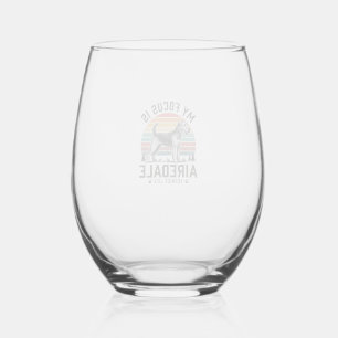 Verre À Vin Sans Pied Chemise Airedale Terrier Amateur de Chien Vintage