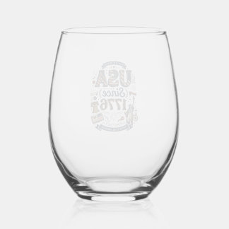 Verre À Vin Sans Pied Chemise Américaine Vintage USA Patriotique Depuis