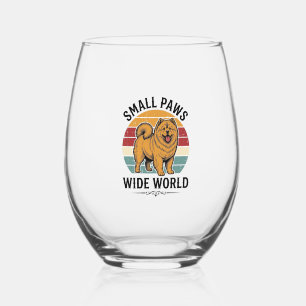 Verre À Vin Sans Pied Chemise Chow Chow Petits Pattes Grand Monde Vintag