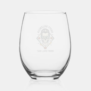 Verre À Vin Sans Pied Chemise crâne Halloween Gravure vintage Graphique_