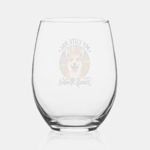 Verre À Vin Sans Pied Chemise de famille Corgi Design vintage pour amour