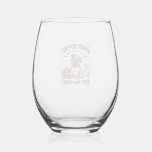 Verre À Vin Sans Pied Chemise de pug Halloween Vintage Drôle Costume de