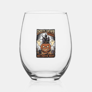 Verre À Vin Sans Pied Chemise Halloween ensorcelée Art de fantôme de cit