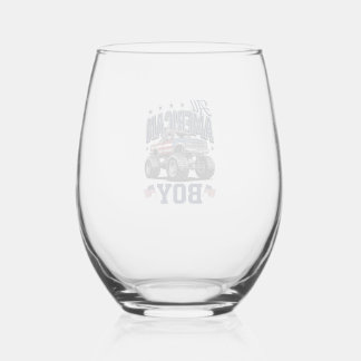 Verre À Vin Sans Pied Chemise Patriotique Vintage de Monster Truck pour