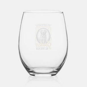Verre À Vin Sans Pied Chemise pour amateur de chien avec gravure vintage