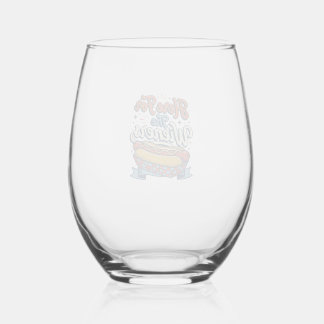 Verre À Vin Sans Pied Chemise vintage hot dog Here For The Wieners_1